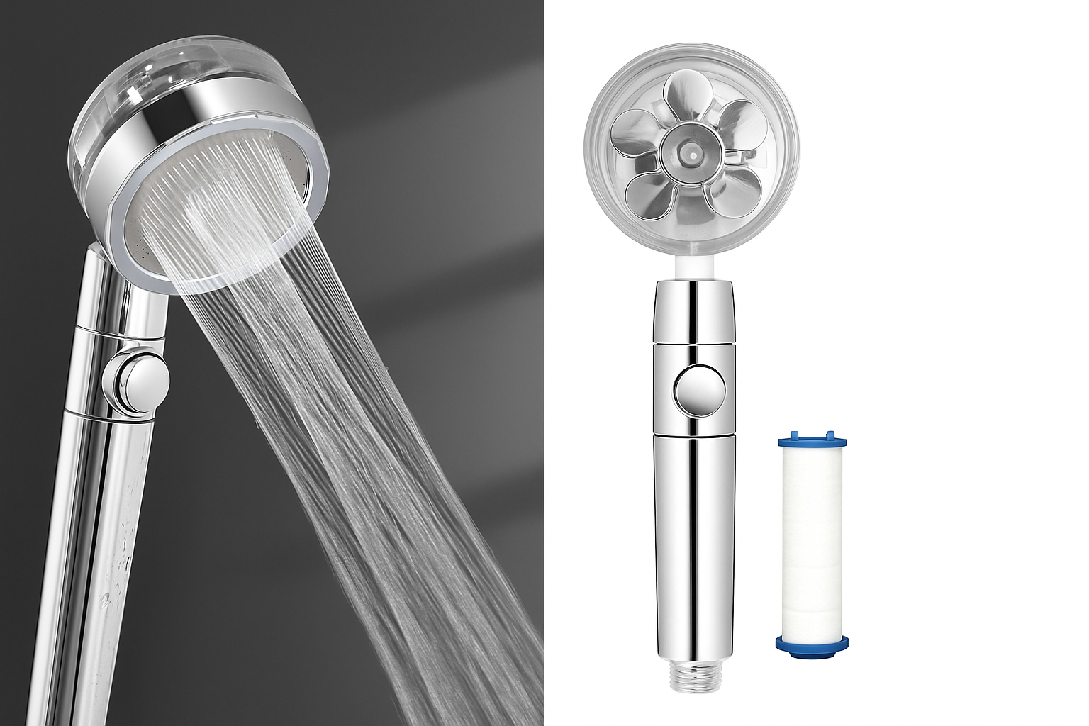 Ducha hélice descalcificadora