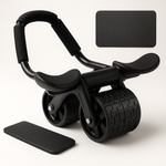 Rodillo abdominal con apoyabrazos, cronometro y alfombrilla para rodillas