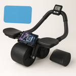 Rodillo abdominal con apoyabrazos, cronometro y alfombrilla para rodillas