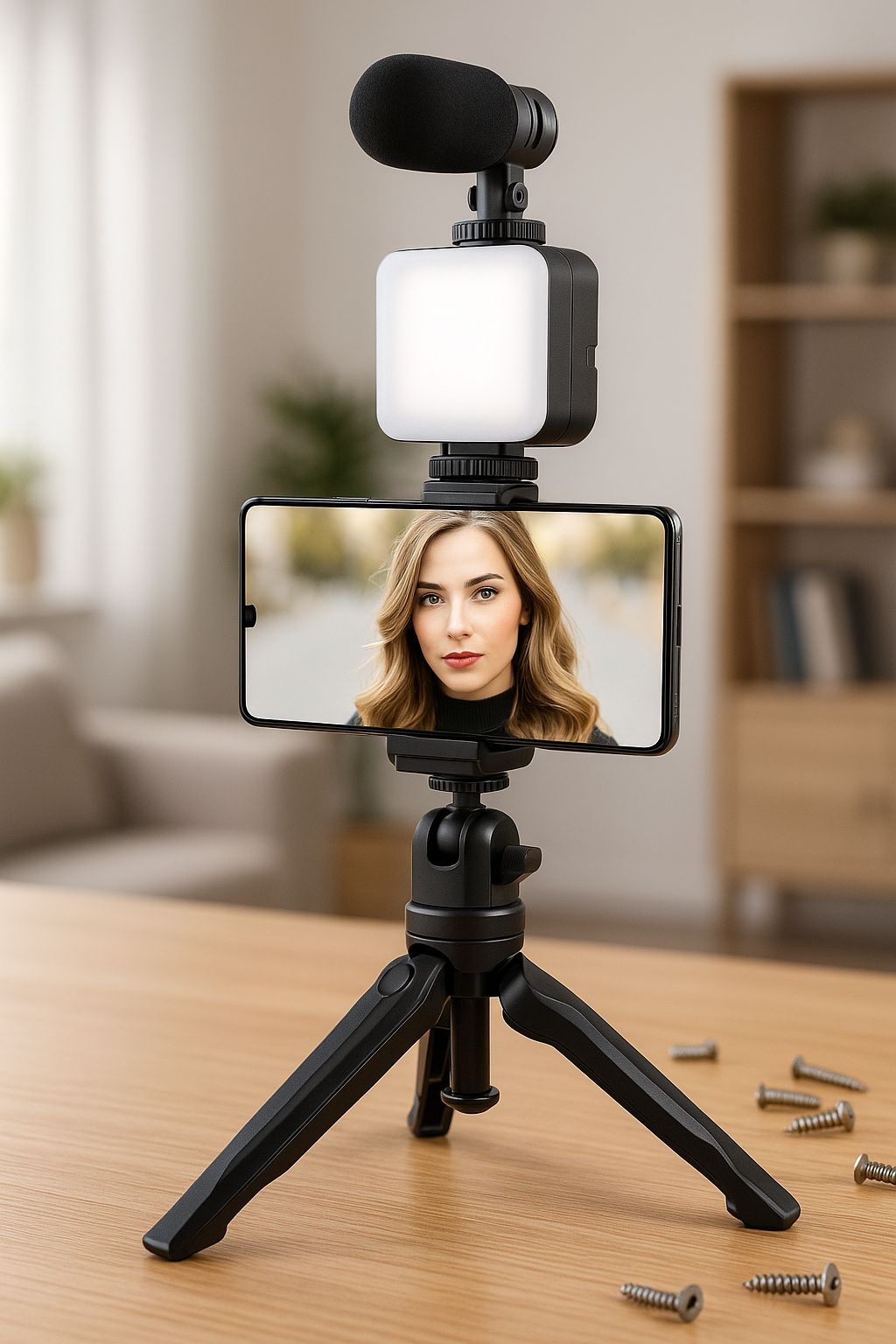 Set grabación móvil 3 en 1 (trípode + micro + luz)