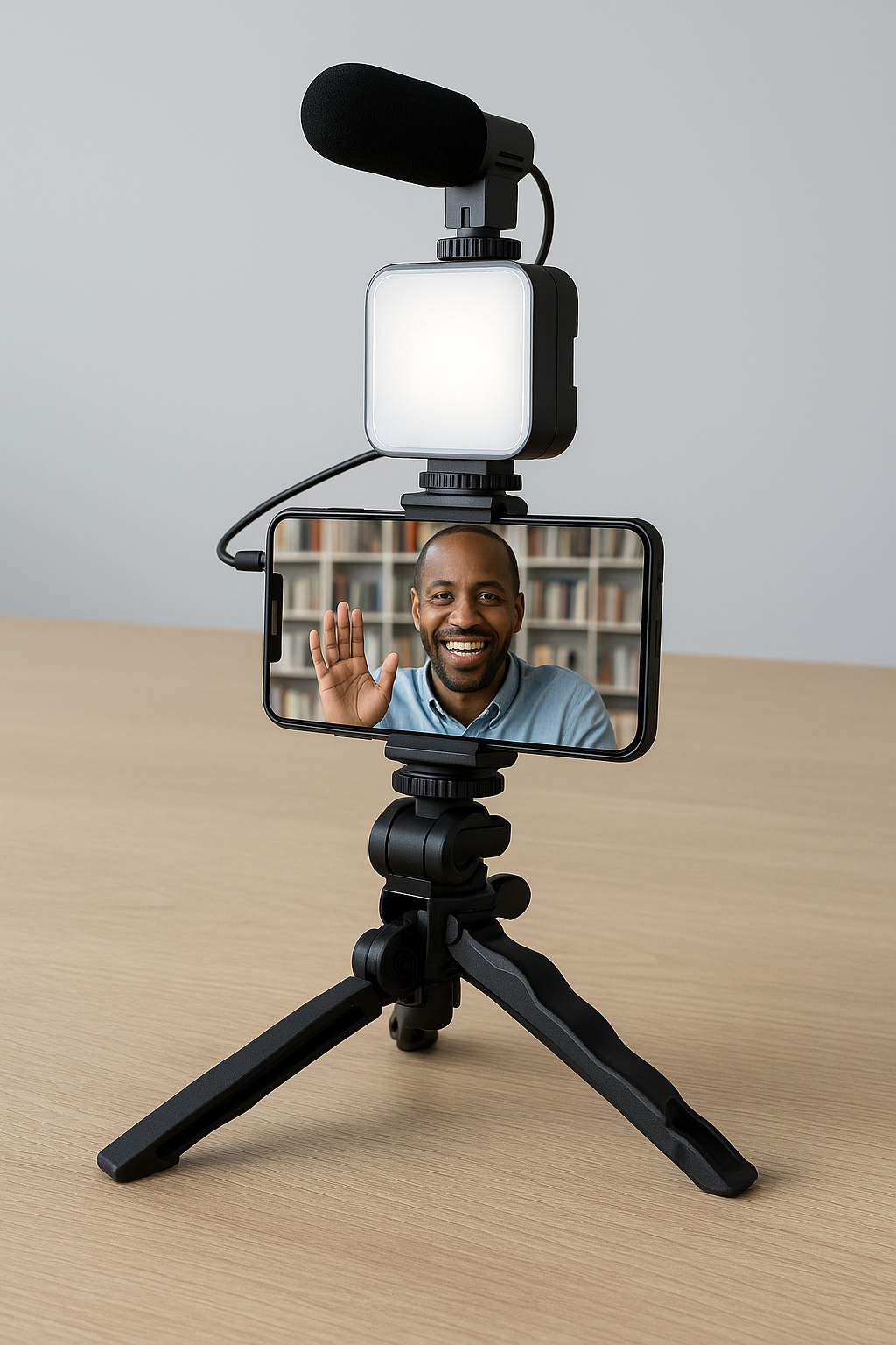 Set grabación móvil 3 en 1 (trípode + micro + luz)
